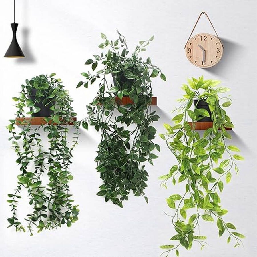 Hangende kunstplanten 3 stuks hangende planten kunstplanten varen groene bladeren groene planten plastic planten perzische klimplanten voor buiten balkon muur bruiloft tuindecoratie