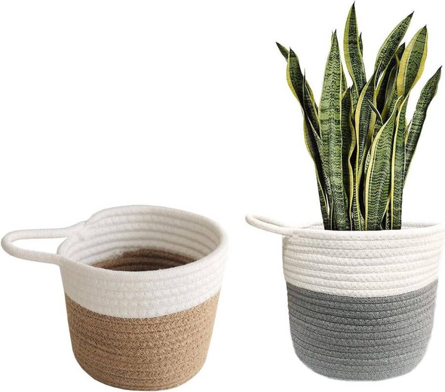 Hangende mand Muurmand Opslagmanden Set van 2 Katoen Badkamer Opslagmand Bloempot Overpot Mand Planten Klein Hangende Organizer Kinderkamer Badkamer