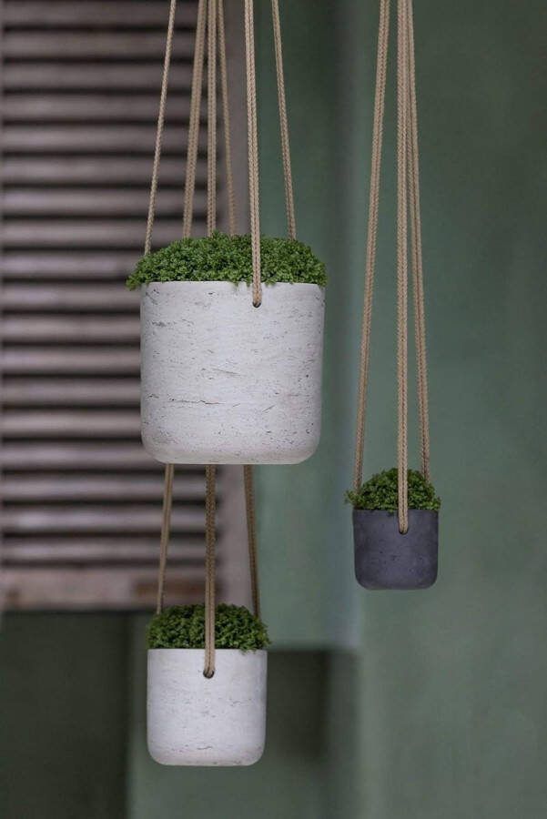 Hangende plantenbak betonlook grijs plantenhanger Urban Gardening diamter 18 cm hoogte 175 cm Pottery Pots