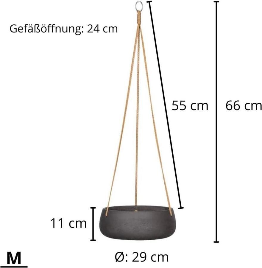 Hangende plantenbak betonlook plantenhanger Urban Gardening diameter 29 cm hoogte 11 cm