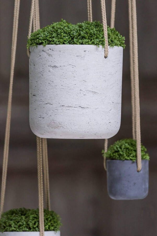 Hangende plantenbak grijs om te beplanten Urban Gardening plantenhanger betonlook Diameter 18 cm Hoogte 175 cm Flower Hanger