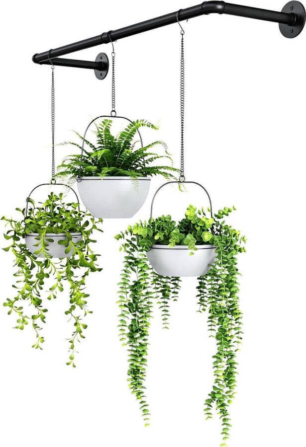 Hangende plantenbak voor kamerplanten zwart metalen plantenhanger voor raam plafond huis tuin decoratie voor woonkamer keuken slaapkamer