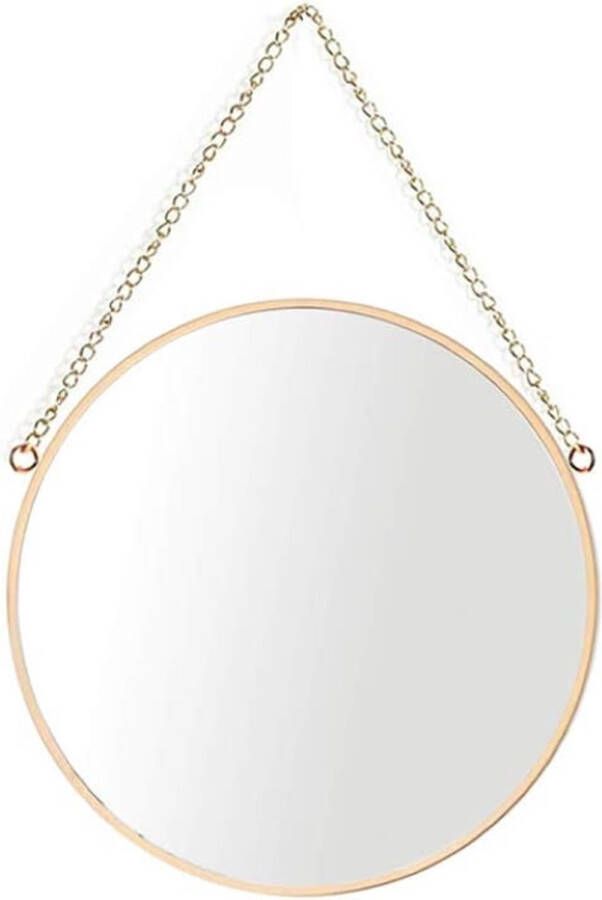 Hangende spiegel 25 x 25 cm ronde badkamer make-up spiegel messing frame met hangende ketting [klein formaat]