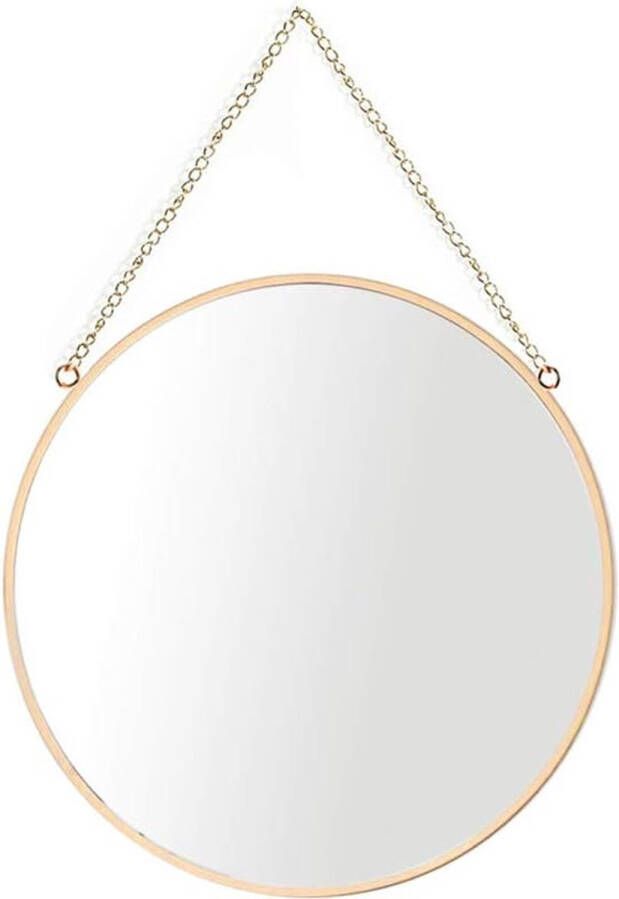 Hangende spiegel 30x30cm Ronde badkamer make-up spiegel Messing frame met ketting om op te hangen Medium