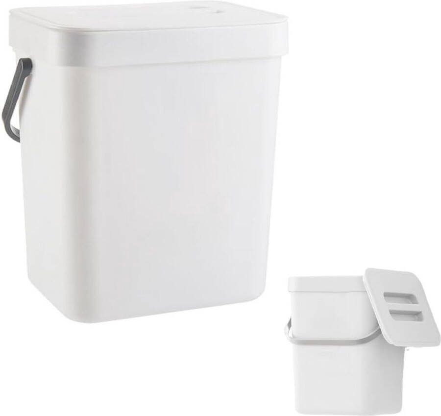 Hangende vuilnisbak 3 L keukenafvalbak afvalbak met deksel kleine keukenafvalbak om op te hangen voor keuken auto badkamer kantoor slaapkamer (wit)