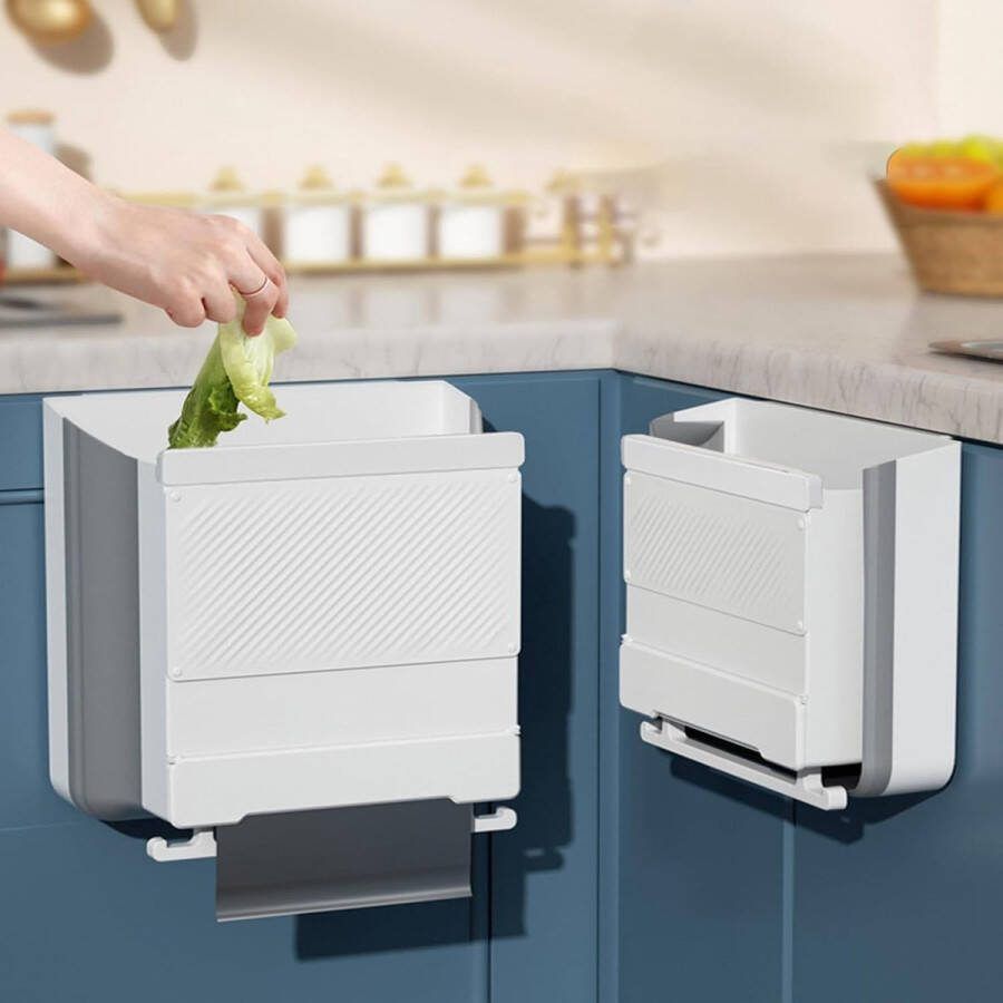 Hangende vuilnisemmer keuken 10 liter opvouwbare compostemmer wandmontage plastic klein ophangbaar voor keuken kastdeur badkamer kantoor slaapkamer camping