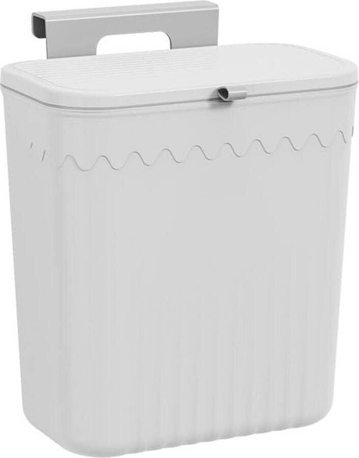 Hangende vuilnisemmer met deksel voor de keuken grijs 9 liter wandmontage zonder boren hangende afvalemmer compostemmer badkamer