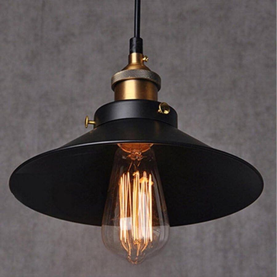 Hanglamp Kap Vintage Industrieel Plafondverlichting Led Restaurant Loft Zwart Lampenkap Keuken Koffiebar Kroonluchter E27 Basis Retro Stijlvol