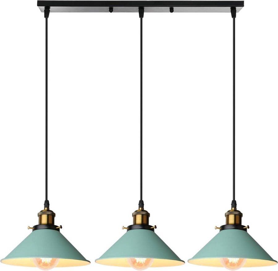 Hanglamp met 3 lichtpunten Industriële lampenkap Retro design E27 Groen 22 cm