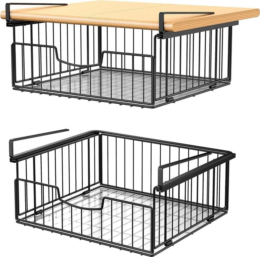 Hangmand van metaal voor kastopslag 2 stuks zwart organizer voor keuken en bureau