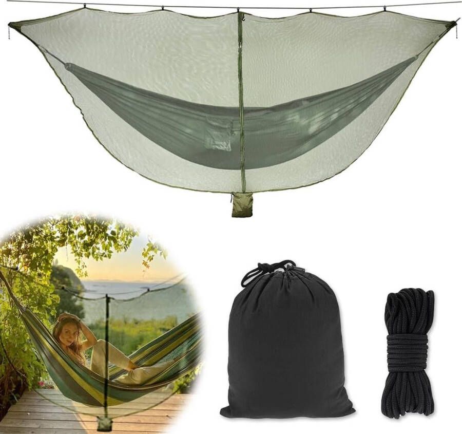 Hangmat Klamboe Camping Hangmat Net 360 Graden Bescherming Polyester Net met Dubbelzijdige Rits Lichtgewicht Reizen Camping Hangmat Insectennet voor Wandelen Reizen Buiten