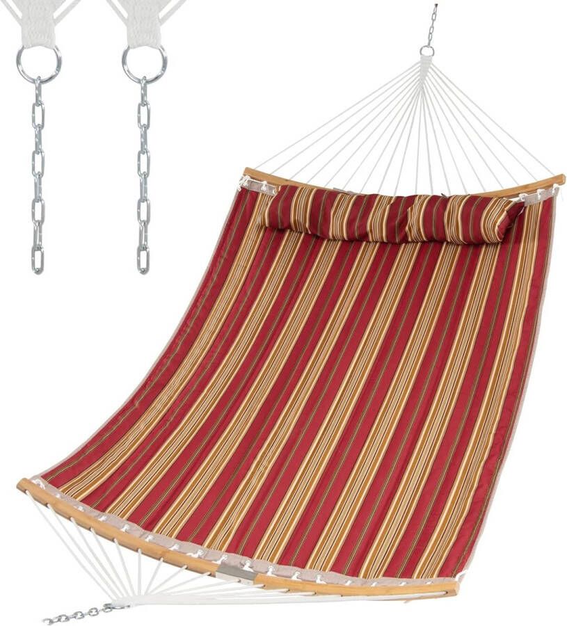 Hangmat met afneembaar kussen belastbaarheid tot 150 kg voor outdoor camping terras tuin strand 189 x 140 5 cm (rood)