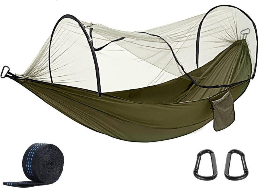 Hangmat met muskietennet Draagbare enkele dubbele Nylon Swing hangmat Set Outdoor Hiking Survival Reizen Groen