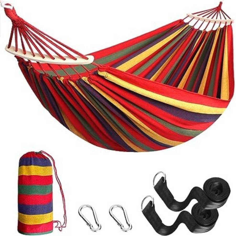 Hangmat met spreidstok 106 3 x 59 06 x 2 51 cm met 40 cm gebogen houten