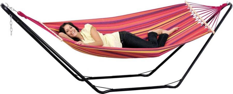 Hangmat met spreidstok Beach Set Vulcano stalen frame 100 kg 200 x 100 cm Hangmat met spreidstok