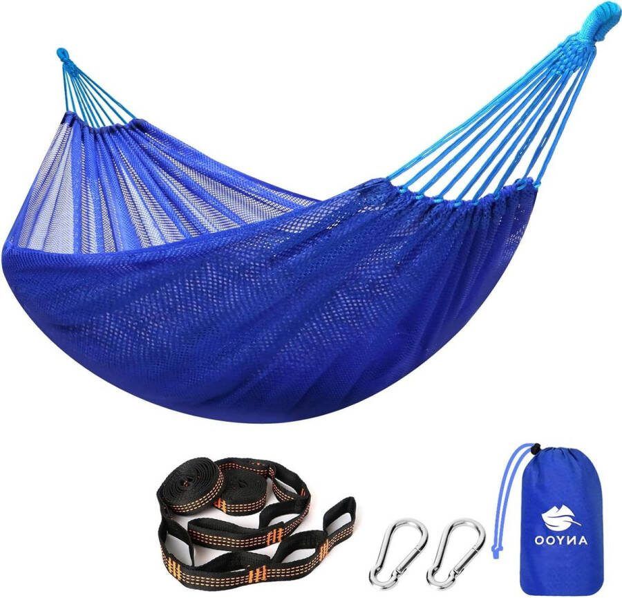 Hangmat met spreidstok Draagbare Camping Hangmat Ademende Stof Boomriemen 450 Lb Reistas Tuin Buiten-Indoor Patio Achtertuin Hangmat met spreidstok