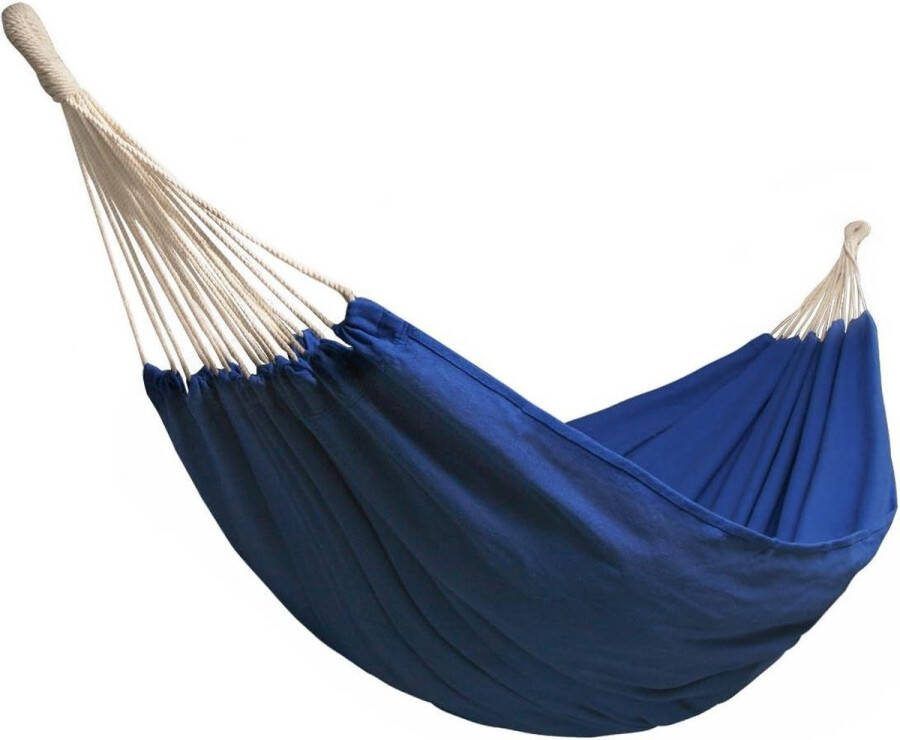 Hangmat met spreidstok Meerpersoons 210 x 150 cm Belastbaar tot 300 kg Blauw Hangmat met spreidstok