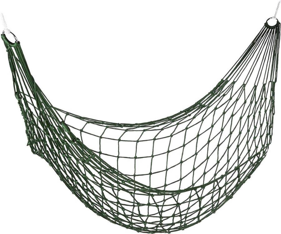 Hangmat net voor 1 persoon tuin camping reis outdoor lichtgewicht donkergroen