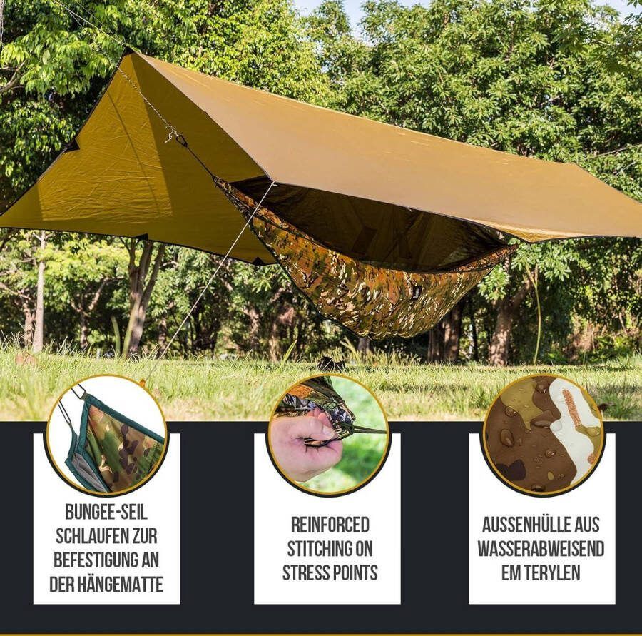 Hangmat onderdeken isolatiemat warmtebescherming voor buiten 280 x 120 cm camo
