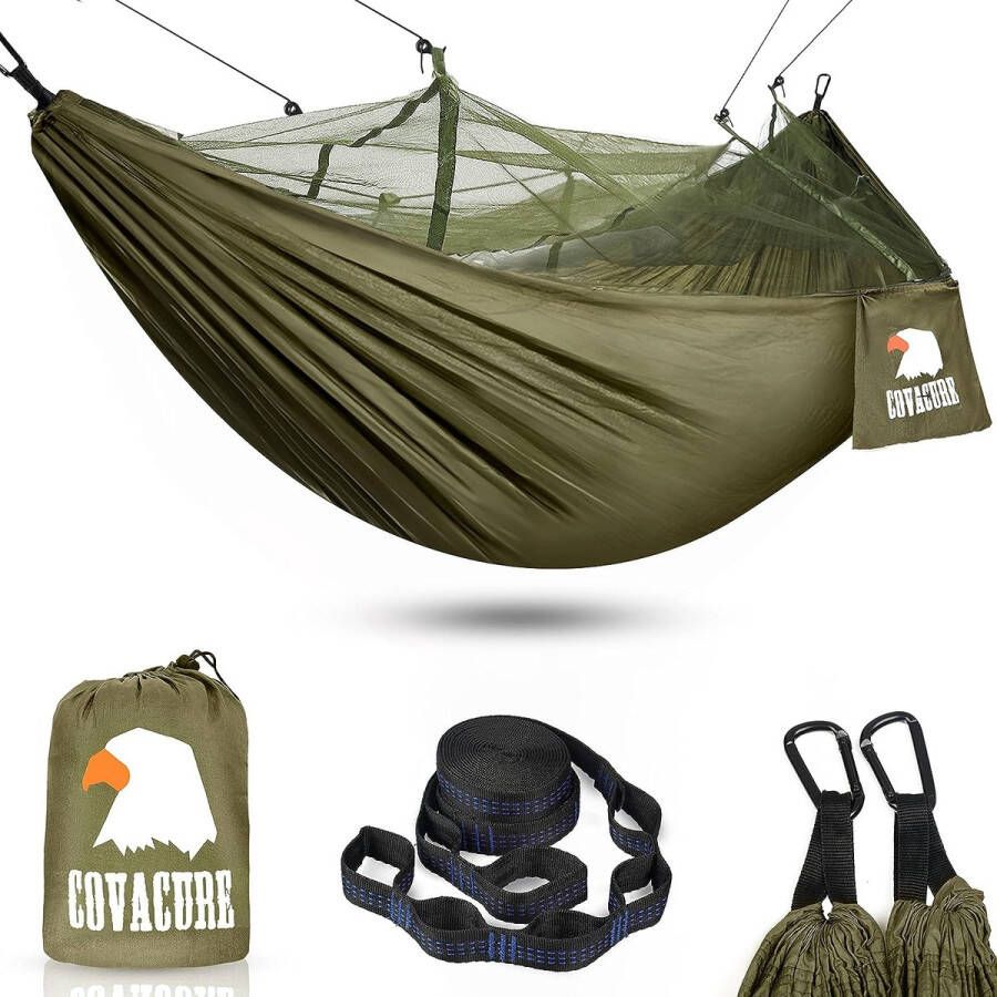 Hangmat outdoor hangmat met muggennet 260 x 130 cm ultralicht voor camping tuin survival en wandelen