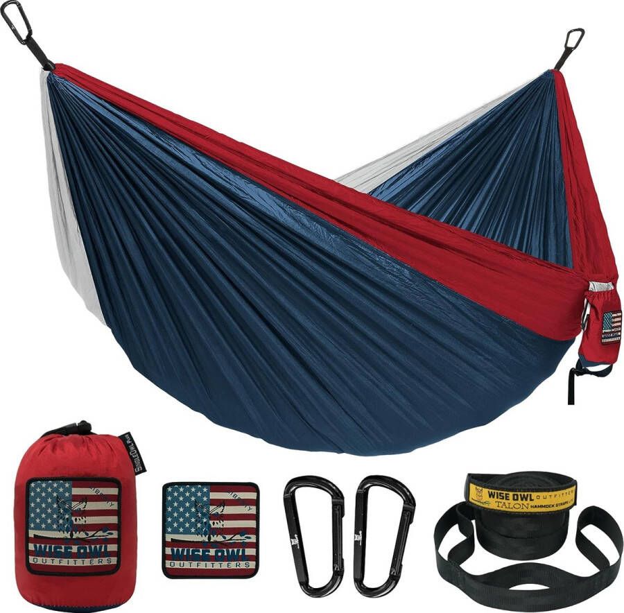 Hangmat outdoorhangmat voor 2 personen ultralichte reishangmat belastbaar tot 226 kg kampeeraccessoires incl. ophanging en karabijnhaak (Liberty)