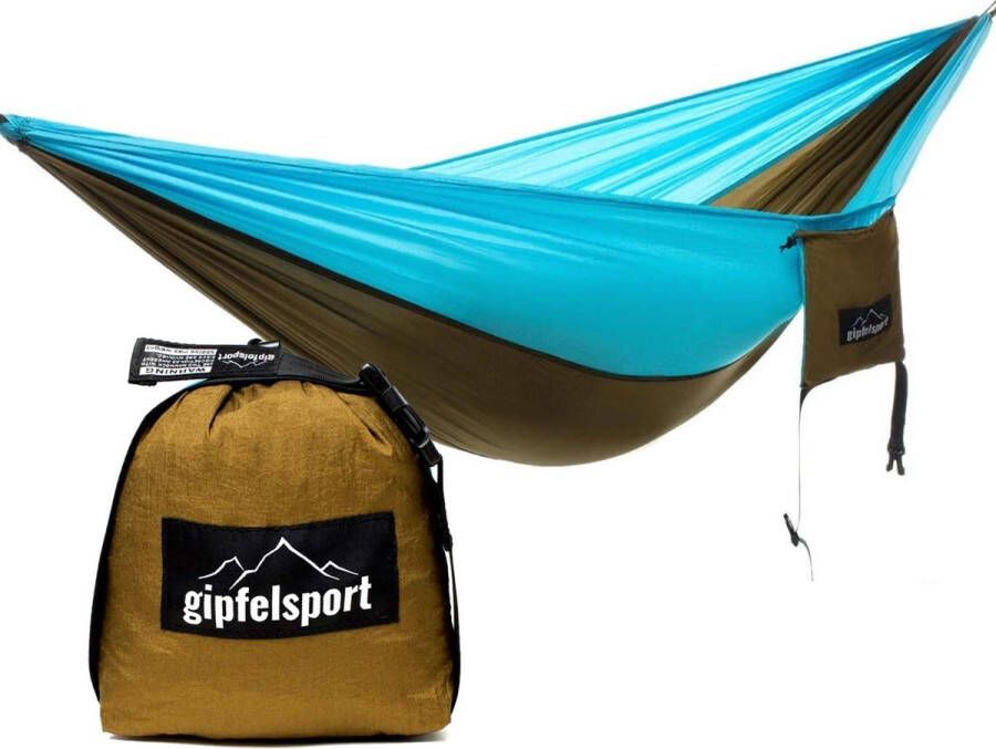 Hangmat ultralicht van parachutezijde voor max. 2 personen tot 300 kg belastbaar voor binnen en buiten reishangmat met 2 x bevestigingsriemen of 2 x bevestigingstouwen