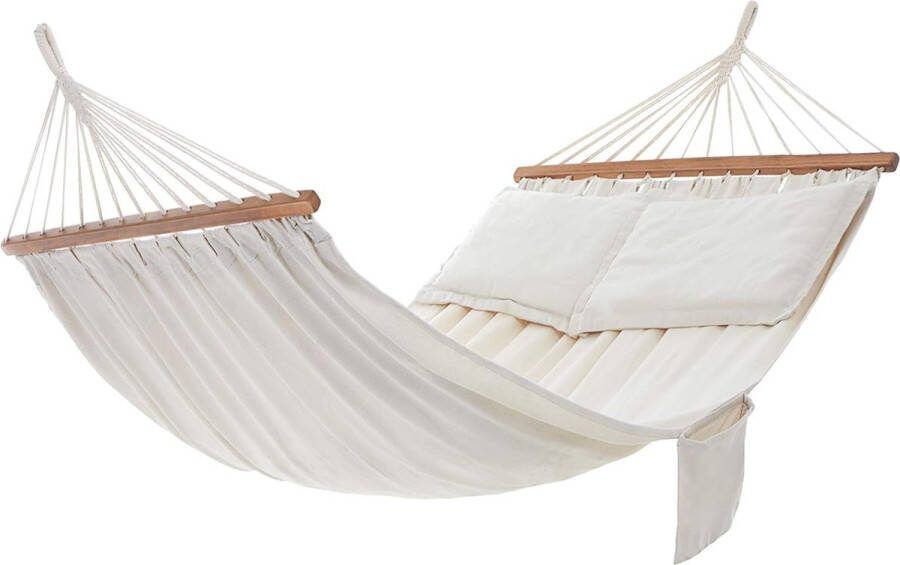 Hangmat voor buiten geschikt voor meerdere personen draagbaar en ademend afmetingen 210 x 150 cm gecertificeerd door TÜV Rheinland statisch draagvermogen van 300 kg geschikt voor gebruik in de tuin