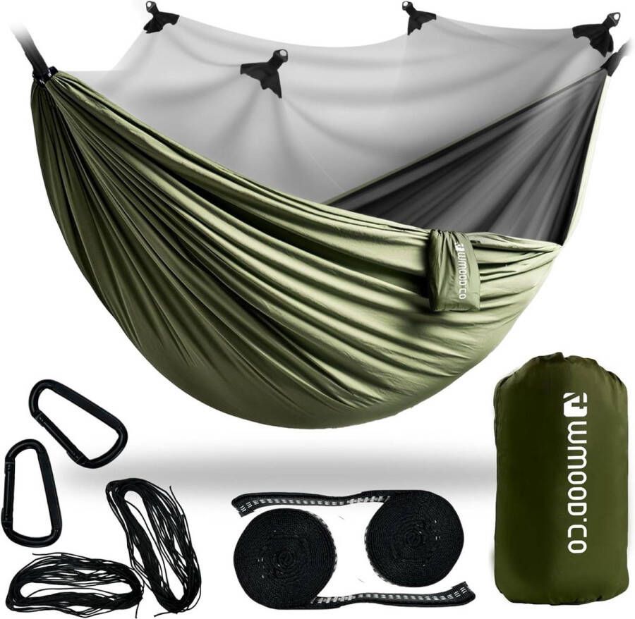 Hangmat voor twee personen met muggennet wandelen survival reizen licht en compact belastbaarheid tot 450 kg 280 cm x 185 cm