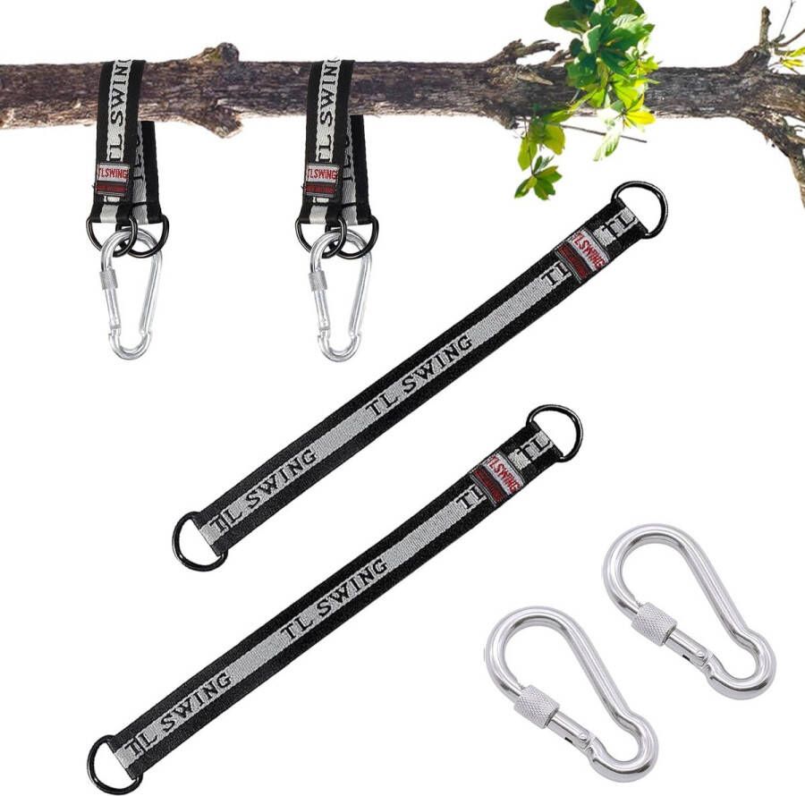 Hangmatbevestiging 65 cm schommelbevestiging hangstoelschommelophanging hangmatriemen 2 stevige karabijnhaken en 2 D-ringen riemen voor schommel draagvermogen tot 150 kg