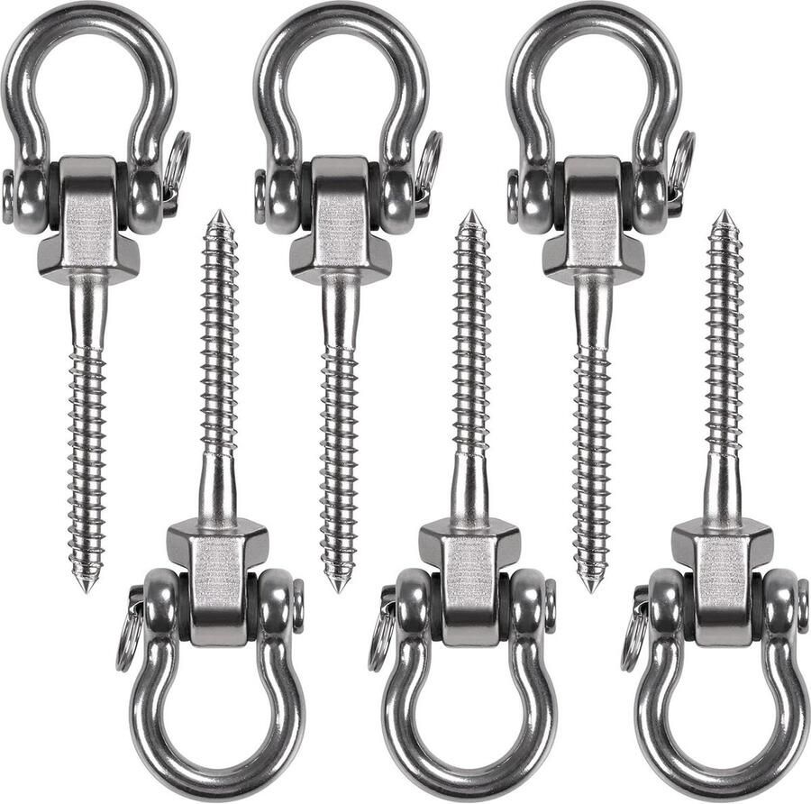 Hangmatbevestigingen 6 stuks hangmatbouten antirust SUS304 indoor outdoor speeltuin yoga hangmat capaciteit 816 kg bokszak schommel set