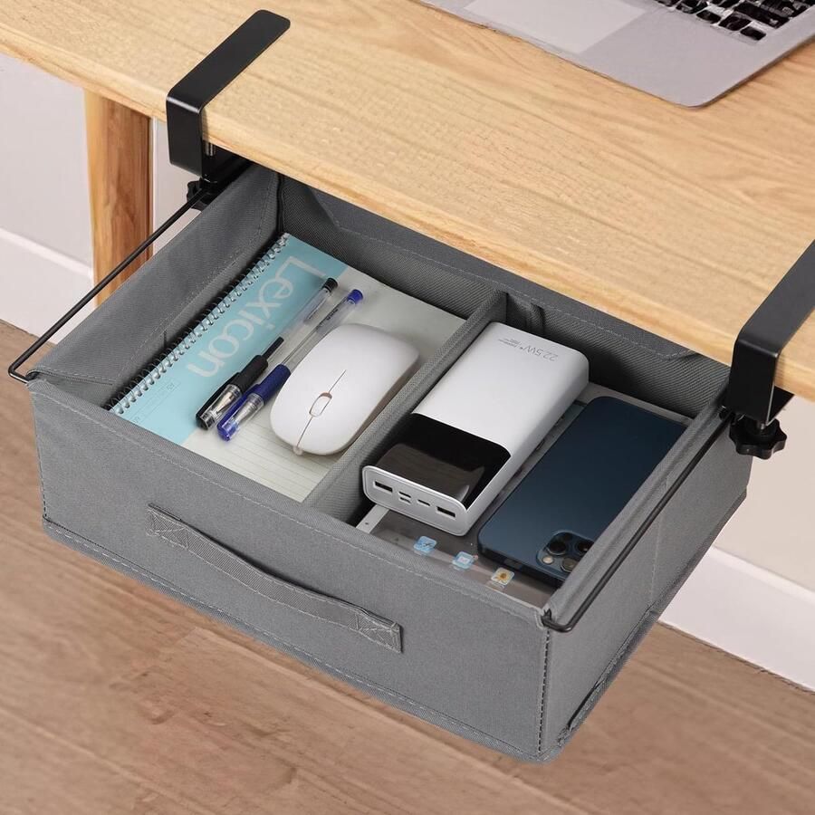 Hangorganizer kantoororganisatie onder bureau hangtas opbergtas bedtas voor het opbergen van bestanden en computers afneembare handgreep voor thuis school kantoor (donkergrijs)