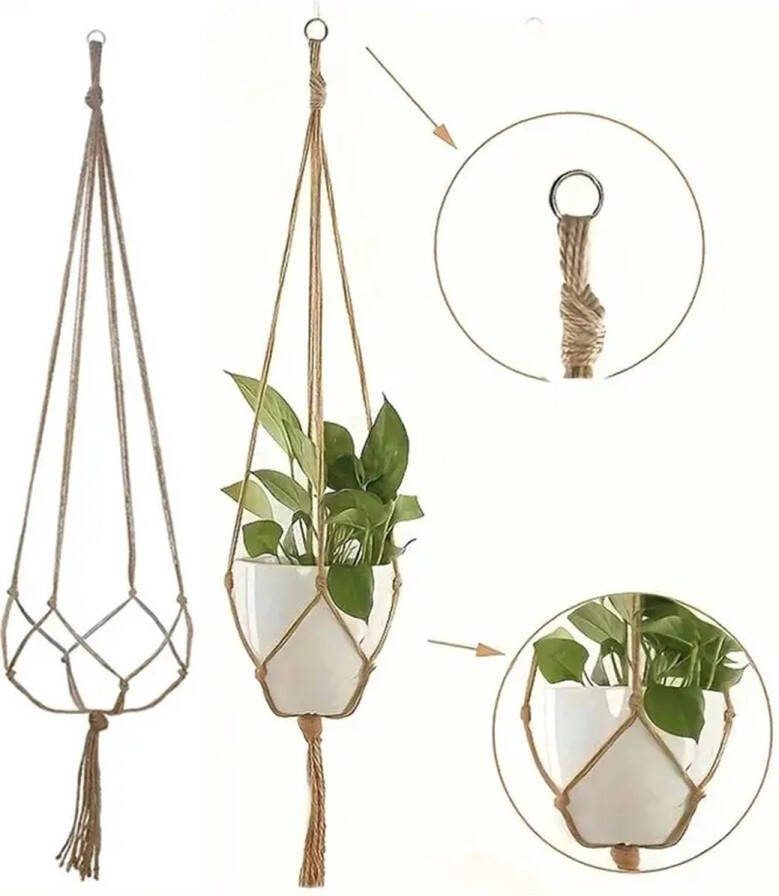 Hangpot Plantenhangers Set Van 2 Macrame Set Hand Geweven Plantenhangers