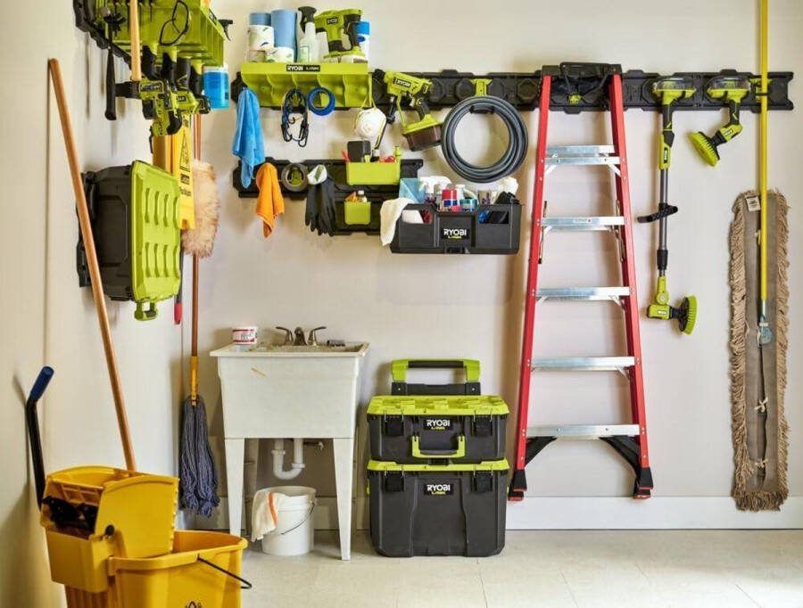 Hangrek gereedschapshouder 6 haken Syteme LINK RSLW402 Groen Antraciet opbergrek gereedschapshouder