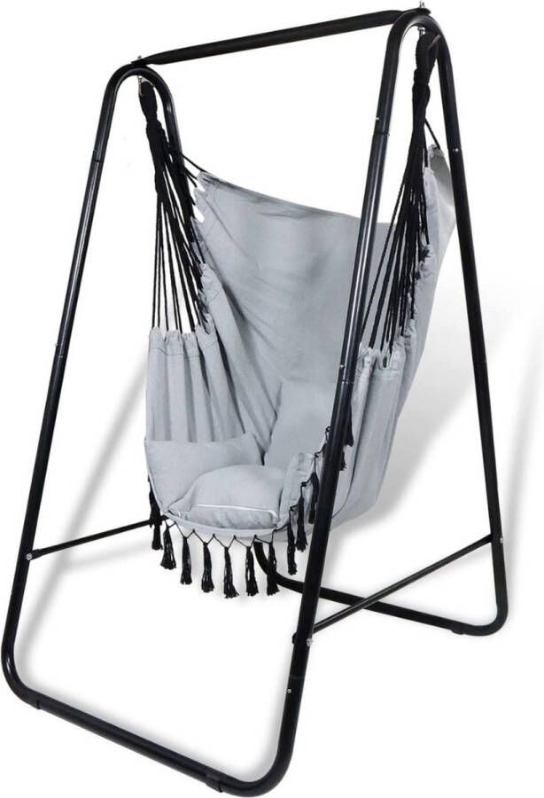 Hangschommel Hangstoel met frame 3 kussens tot 100 kg voor binnen en buiten voor in de tuin