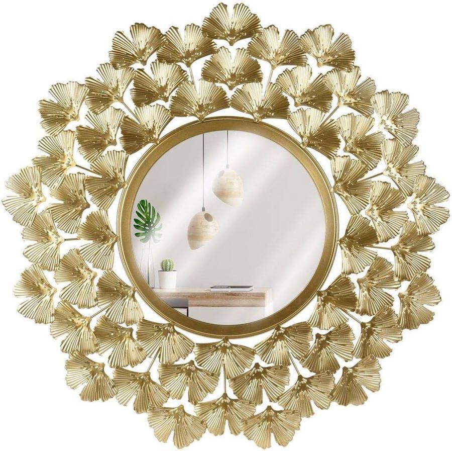 Hangspiegel wandspiegel spiegel met metalen frame in goudkleur goud decoratief 52 cm