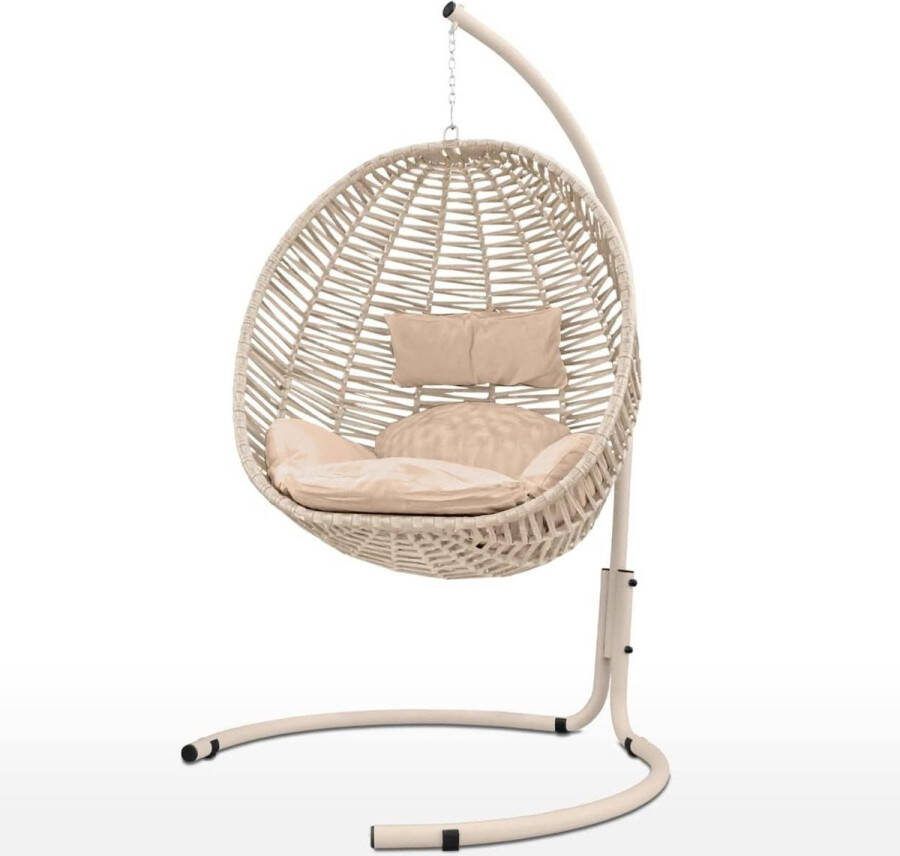 Hangstoel cocoon EvergreenWeb stof hangstoel staal kussens zacht babyzitje auto ischia eenpersoonsbed taupe hangstoel cocoon