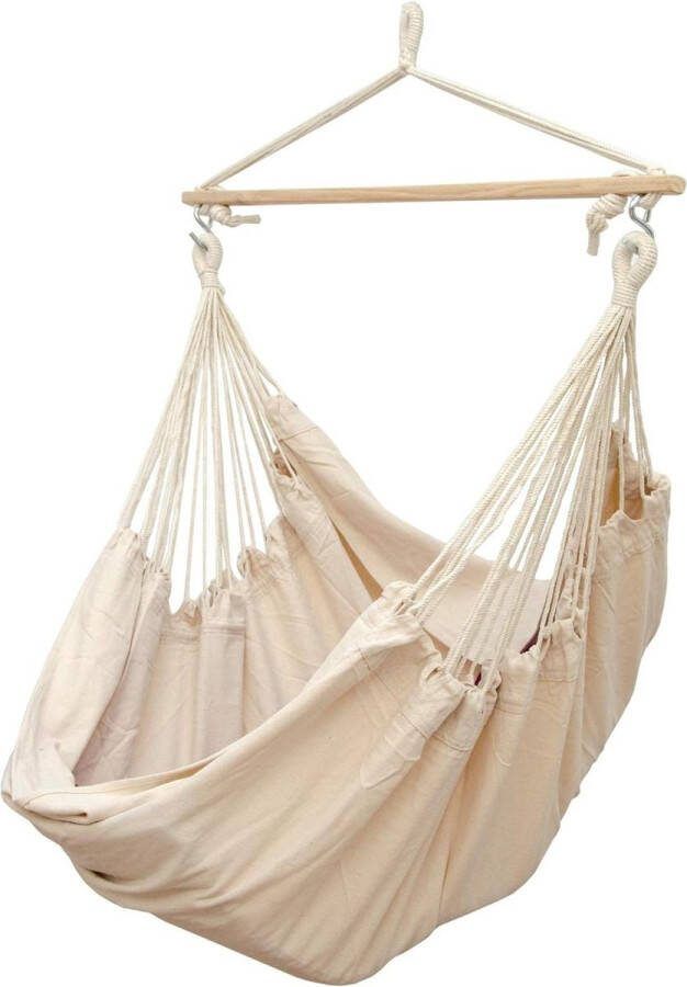 Hangstoel cocoon extra veilige XXL 185x130cm Hangmat 150kg Tuin Hangschommel Beige hangstoel cocoon