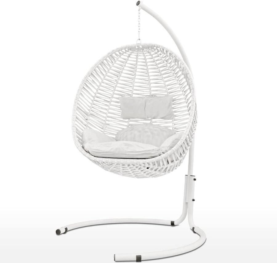 Hangstoel cocoon schommelstoel van stof voor binnen en buiten compleet met stalen frame en kussens super zacht babyzitje Ischia eenpersoonsbed wit hangstoel cocoon