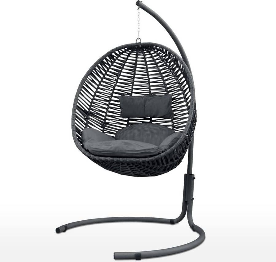 Hangstoel cocoon stof binnen en buiten staal frame zacht babyzitje auto eenpersoonsbed grijs hangstoel cocoon