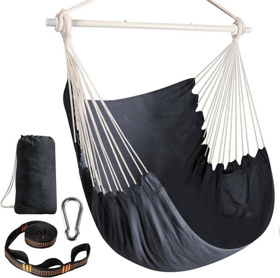 Hangstoel Grote Hangstoel Relax Hangende schommelstoel Katoen Weave Superieur Comfort Duurzaamheid Binnen Buiten Thuis Slaapkamer Patio Deck Yard Tuin Ontspanning hangmat