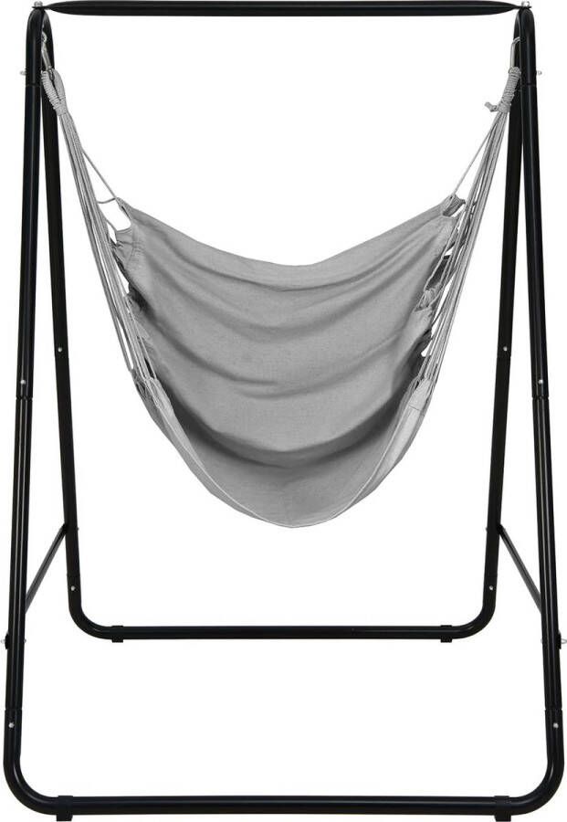Hangstoel met frame hangstoel hangschommel tot 120 kg belastbaar hangstoelframe voor binnen en buiten grijs