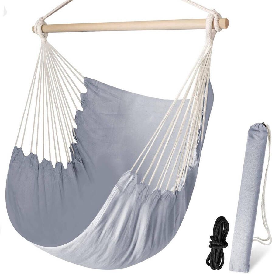 Hangstoel schommelstoel hangmat stoel grote hangstoel patio-gazon ontspannen katoenen stof voor hoog comfort duurzaamheid perfect voor binnen en buiten huis slaapkamer terras binnenplaats tuin