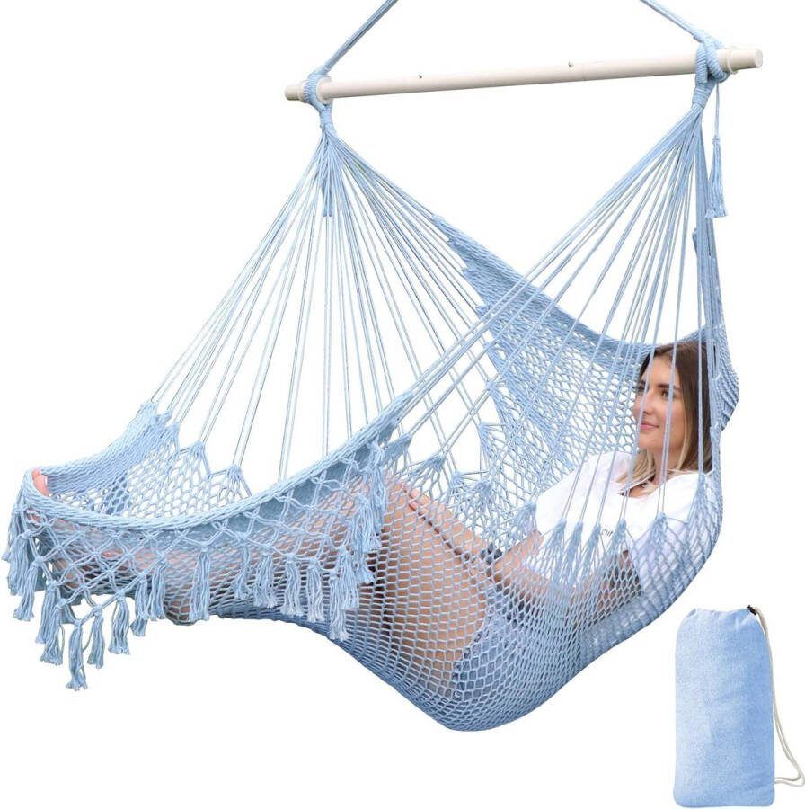 Hangstoel Supergrote hangstoel Zacht gesponnen katoenen touwgeweven stoel Hardhout spreidstok Brede zitting Kanten schommelstoel Binnen Buiten Tuin Thema Decoratie