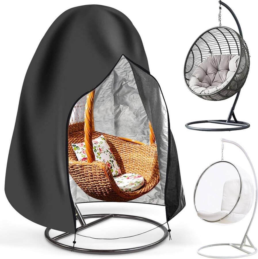 Hangstoelhoes schommelhoes 210D Oxford-stof dekzeil met trekkoord waterdicht uv-bestendig anti-winterbestendig beschermhoes voor hangmand hangschommel 190 x 110 cm