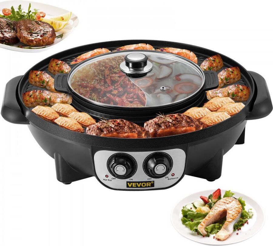 Hapjespan met Deksel Elektrische Pan Hotpot Partypan Japanse Grillplaat Korean Bbq