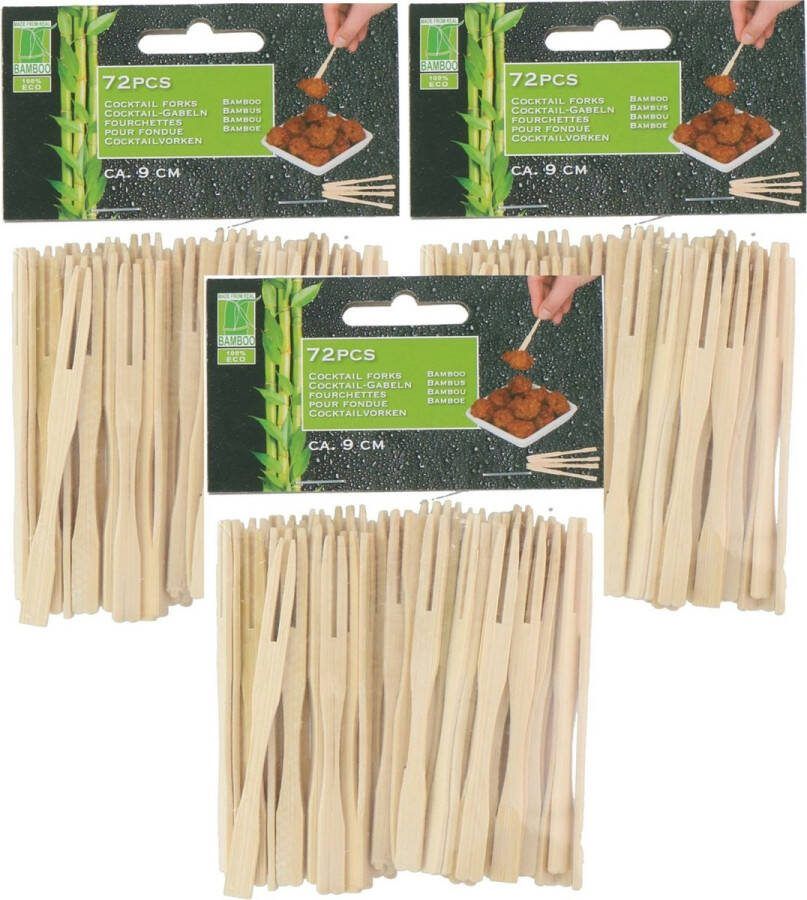 Hapjes sate prikkers spiesjes bamboe hout 216x stuks 9 cm amuse bbq feestje Cocktailprikkers