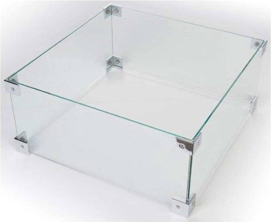 Happy Cocooning glazen ombouw voor vuurtafel vierkant of rechthoek 56x56x26 cm