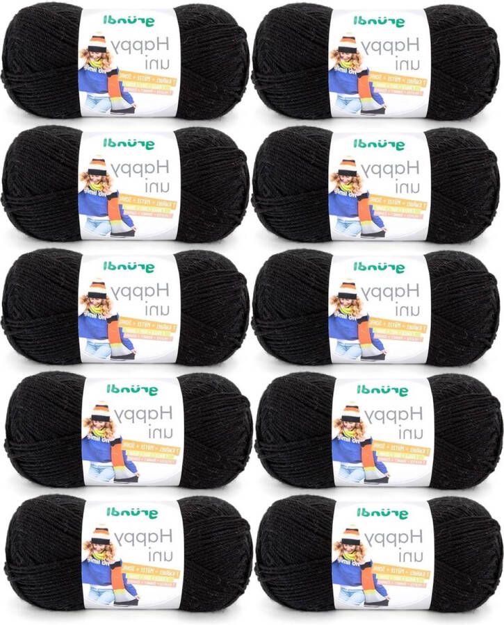 Happy Uni Brei- en haakgaren zwart 100% polyacryl anti-pilling 100 g 250 m naalddikte 4-5