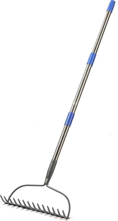 Hark met 14 tanden metalen tuinhark brede hark met 152 cm lange metalen steel tuingereedschap om te wieden bemesten tuinhark voor gazon en bladeren