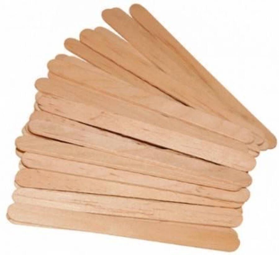 Merkloos Sans marque Harsspatels hout smal | Ontharingswax | wax spatels | voor het aanbrengen van wax | 50 stuks
